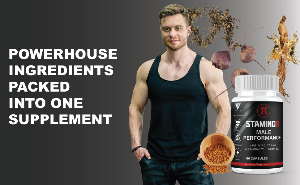 Powerhouse ingredients packed into one Staminox male performance supplement
